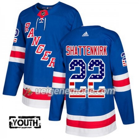 Kinder Eishockey New York Rangers Trikot Kevin Shattenkirk 22 Adidas 2017-2018 Blue USA Flag Fashion Authentic